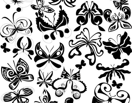 Black and White Butterfly Element Vector