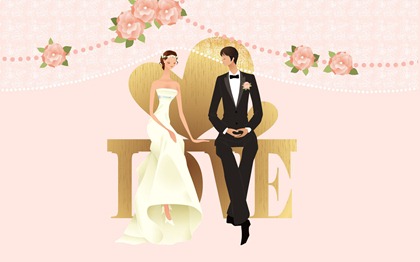 Vector-style wedding bride wallpaper (1)