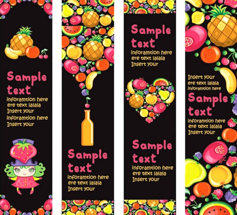 Vector Background of Colorful Fruits and Banner Material