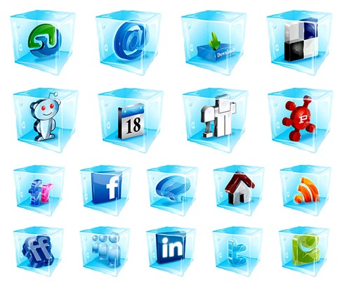 Web-Style Frozen 3D Vector Icons Preview