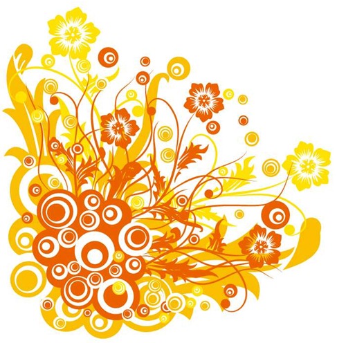 Flower Stickers on Free Vector Graphic     Flowers And Swirls   Free Vector Graphics