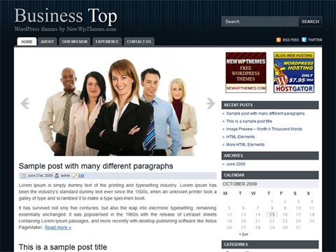 Free WordPress Theme - Business Top Preview