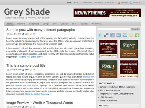 Free WordPress Theme - Grey Shade Preview