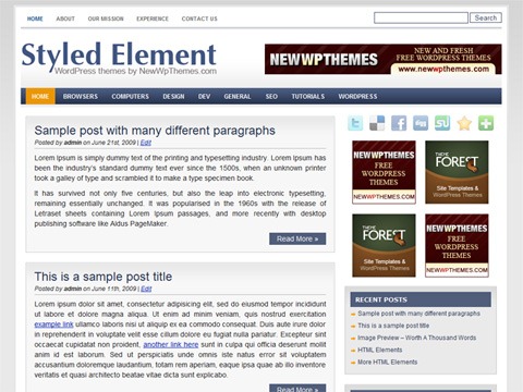 Free WordPress Theme - Styled Element Preview