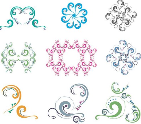 Free Colorful Ornaments & Patterns Vector Set Preview1