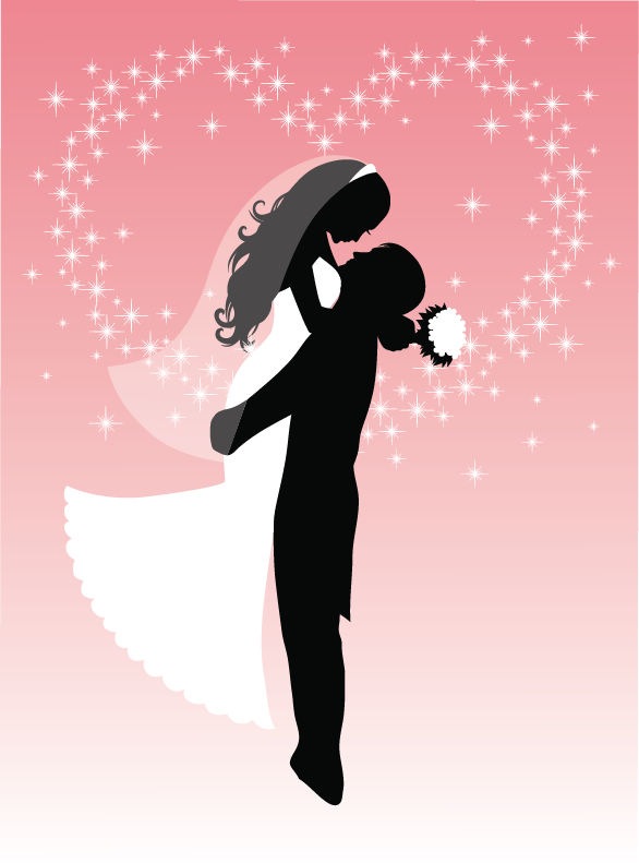 Bride and groom silhouette