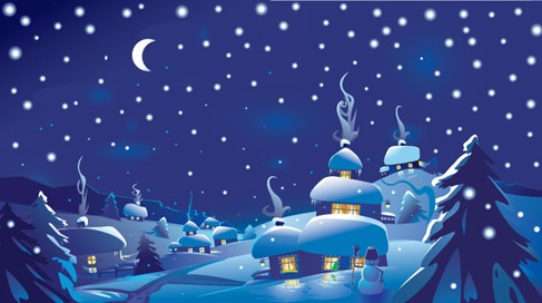 Winter Christmas Scene Vector Illustration