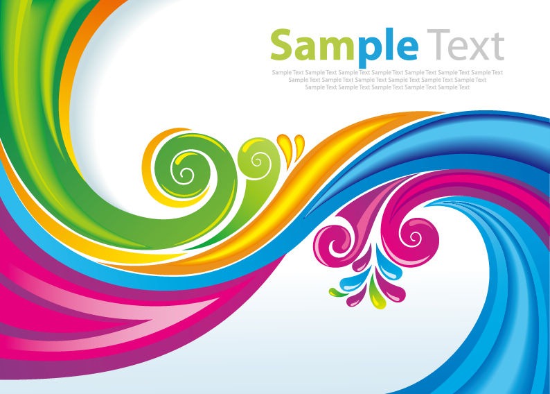 Rainbow floral swirls vector art includes a eps file