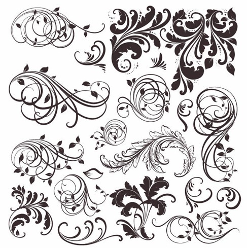 Vintage Floral Elements Vector Set Vintage Floral Elements Vector Set