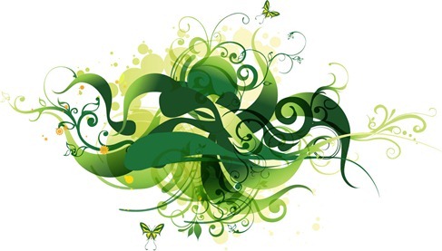 Green Swirl Floral Vector Illustration