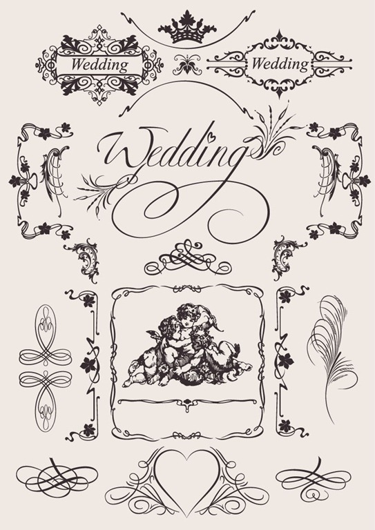 Vector Vintage Wedding Pattern Elements Vector Vintage Wedding Pattern Elements