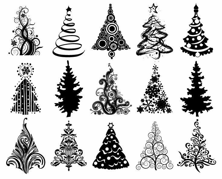 Set Of Christmas Trees Vector Graphic Free Vector Graphics All Free Web Resources For Designer Web Design Hot