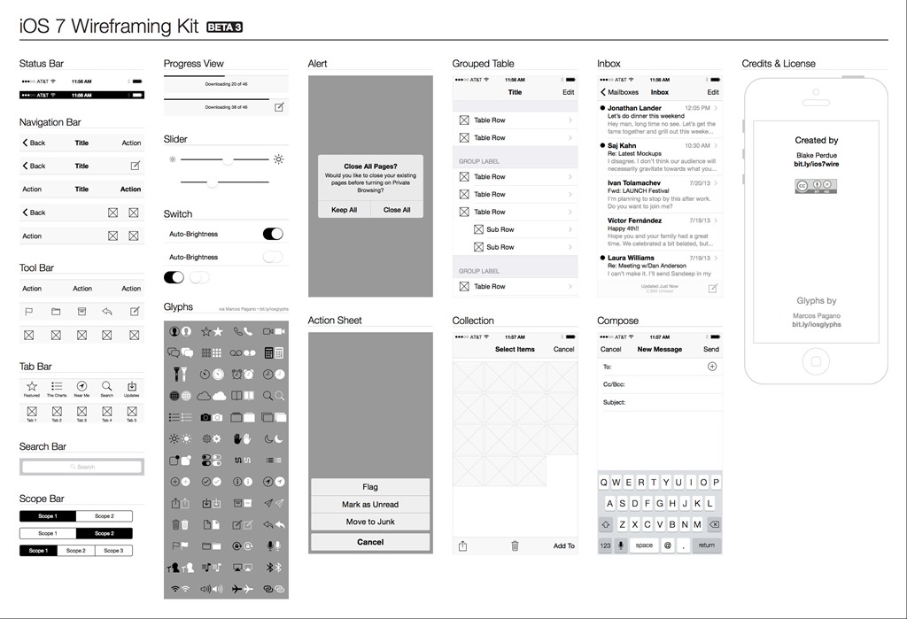 Ios 7 Wireframe Kit Free Ui Elements All Free Web Resources For Designer Web Design Hot Ios Wireframe Template