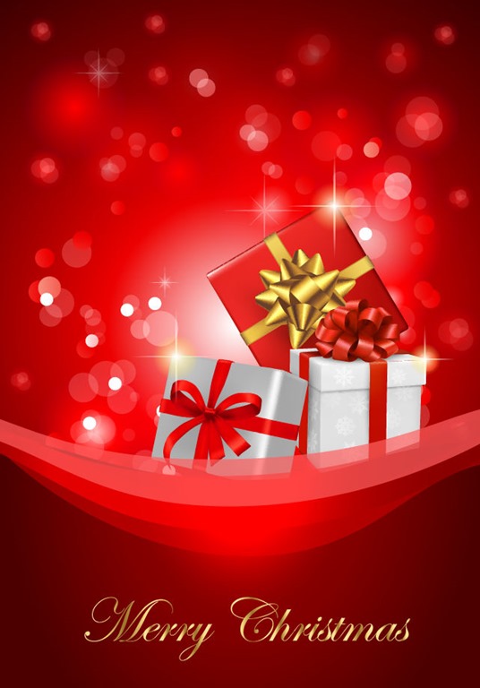 Christmas Background with Gift Box Vector Illustration | Free Vector