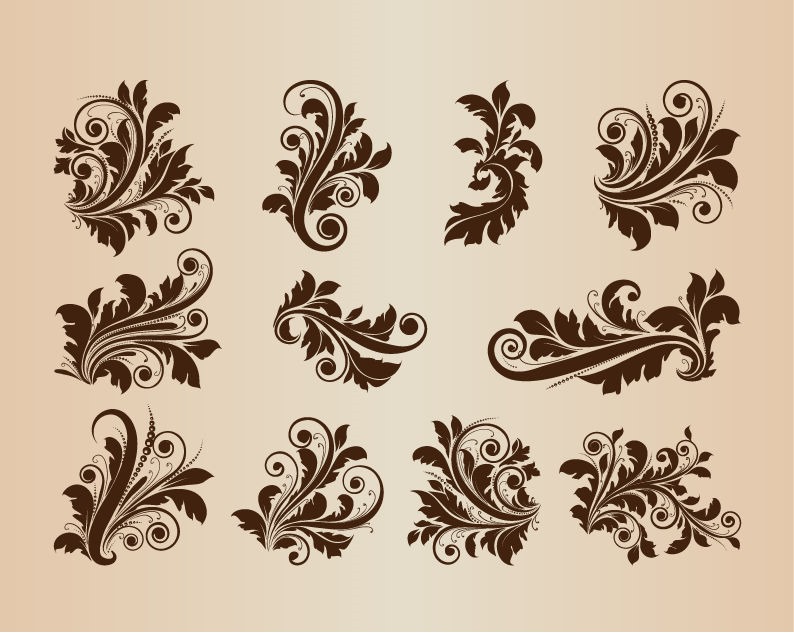 Collection Of Vector Vintage Floral Design Ornament Elements Free