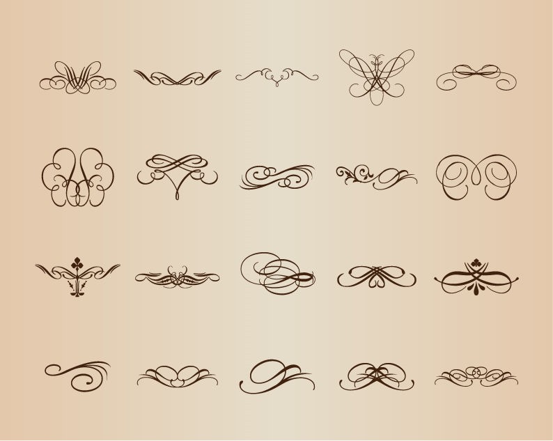 Calligraphic Vintage Design Decorative Elements Vector Set Free