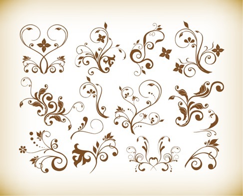 Vector Set of Decorative Floral Vintage Vector Design Elements