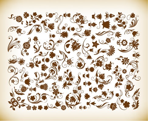 Vector Set of Vintage Floral Element for Your Design