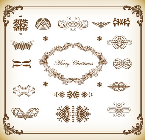 Christmas Decoration Elements Vector Illustration Set