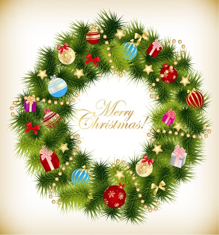 Christmas Garland Wreath Vector Illustration | Free Vector Graphics