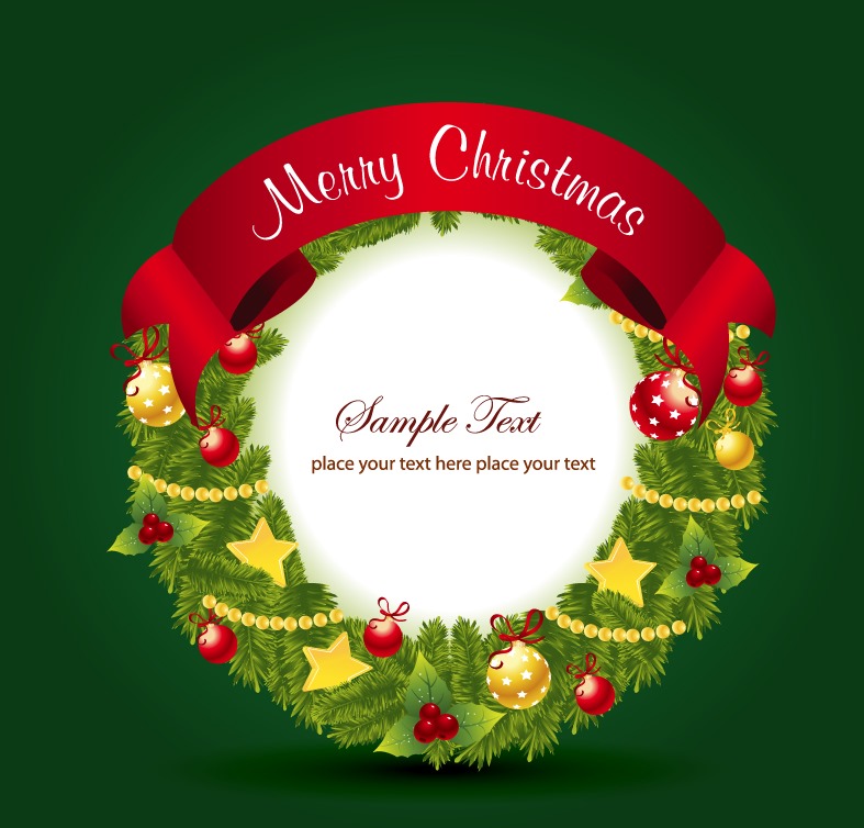 Christmas Wreath Decoration Vector Illustration | Free Vector Graphics