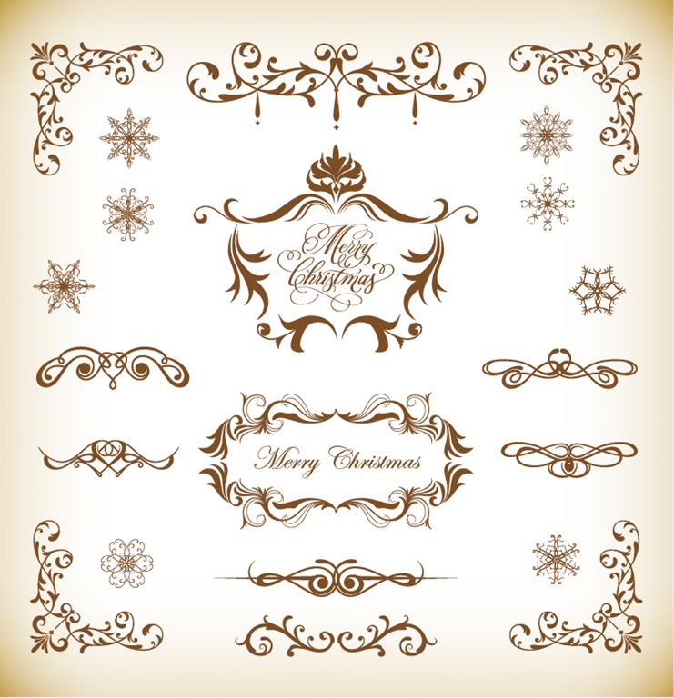 Vector Set of Christmas Decoration Elements  Free Vector Graphics