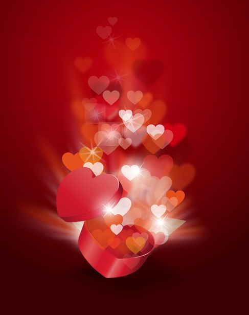Valentines Day Card with Gift Box and Heart Vector Illustration