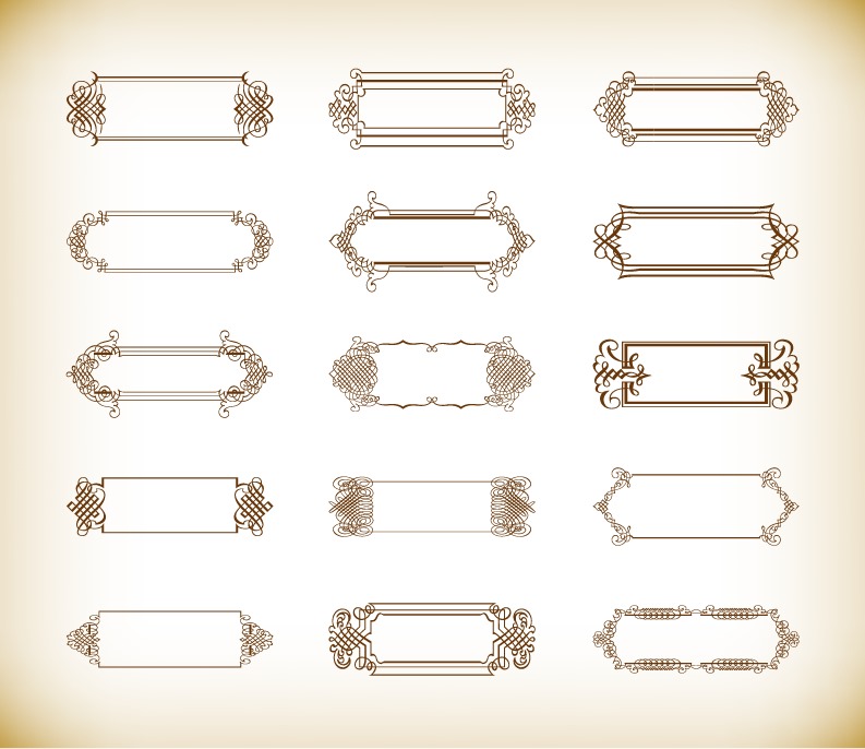 Vector Set Of Vintage Banners And Labels Or Frames Ornamental