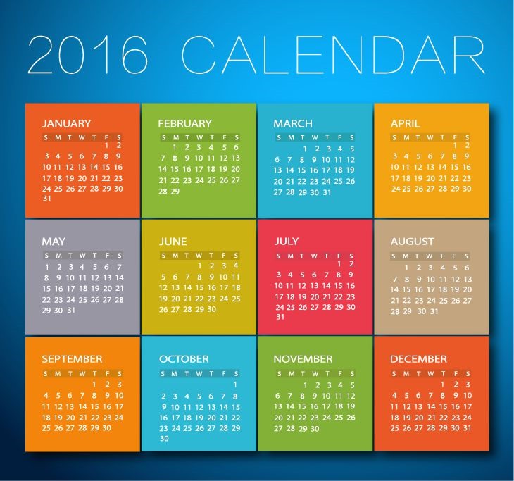 All Free Download Vector Calendar 2016