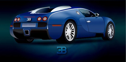 Blue Illustrate Car with Shiny Render