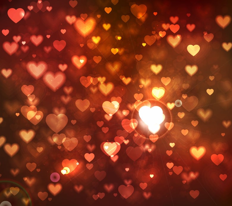 Abstract Bokeh Hearts Vector Background