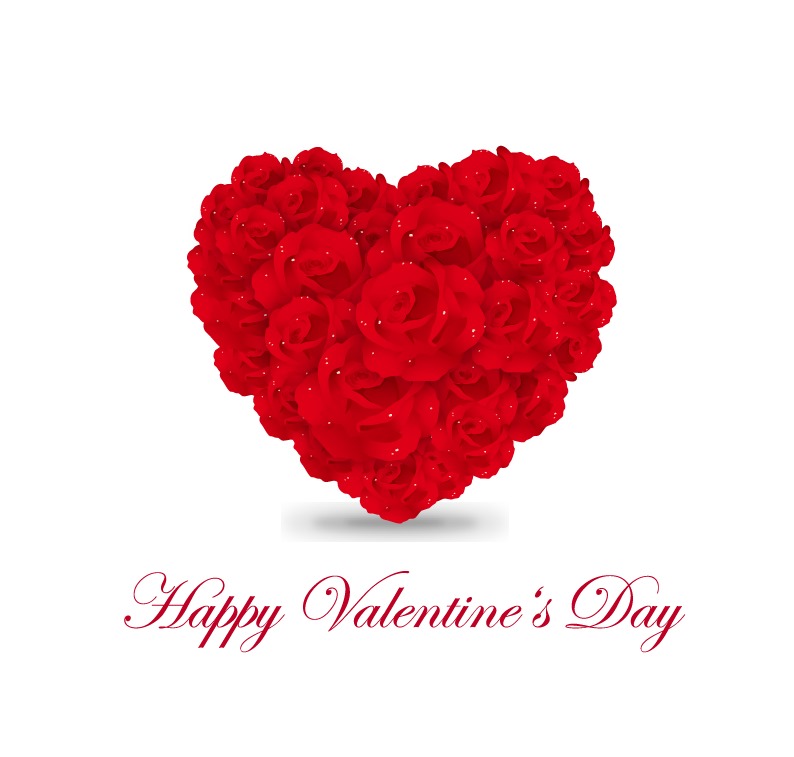 Rose Flowers Heart Over White Valentines Day Illustration