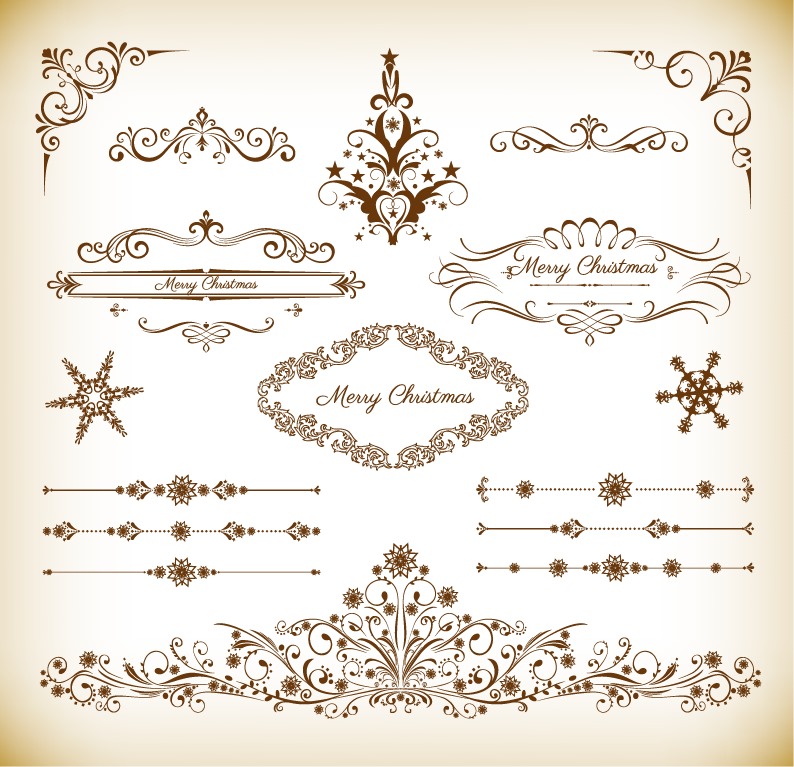 Christmas Decoration Floral Elemenets Vector Collection