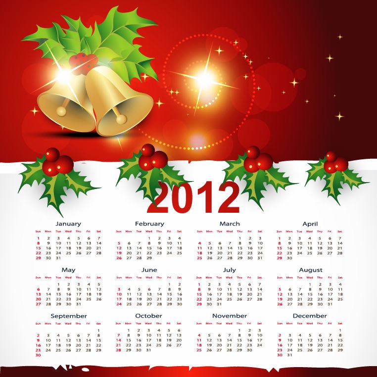 Christmas Style 2012 Calendar Vector Graphic