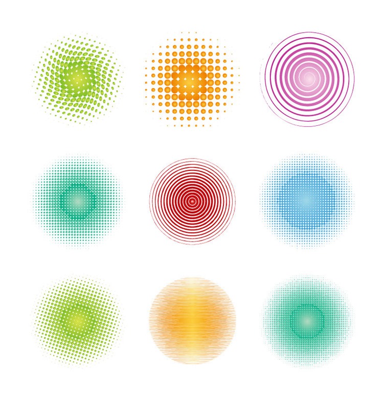 Colorful Halftone Circles Element Vector Set