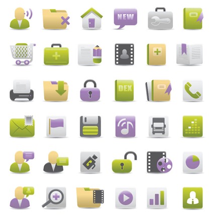 Free Gray Green and Purple Web Design Vector Icons