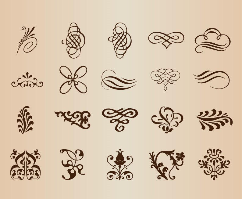 Abstract Calligraphic Elements Vector Set