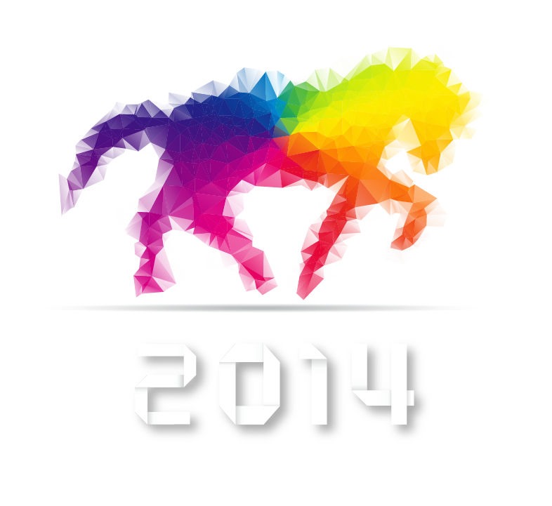 2014 Year with Colorful Horse Vector Illustration