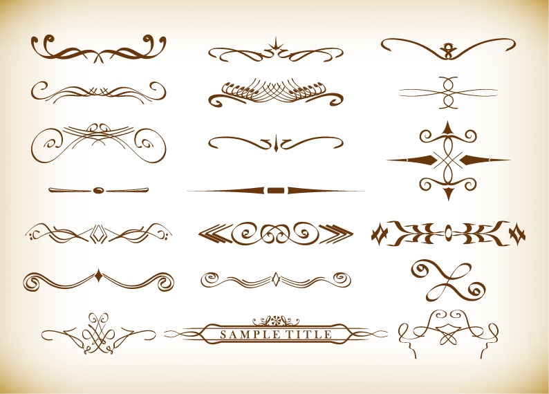 Calligraphic Decorative Elements in Vector Format