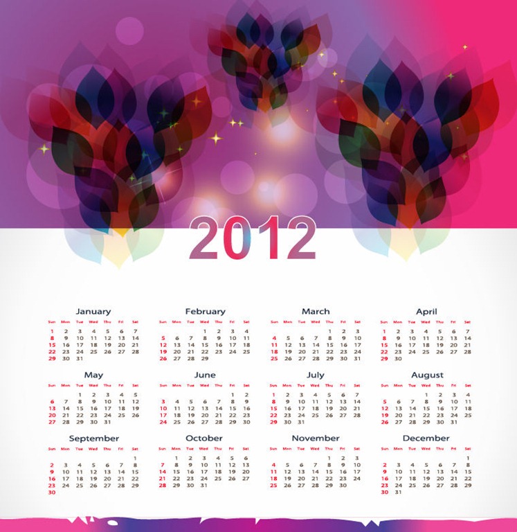 2012 New Year Calendar Vector Graphic