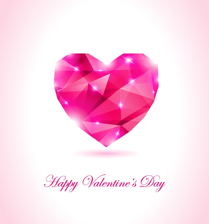 Happy Valentines Day Geometrical Heart Vector Illustration
