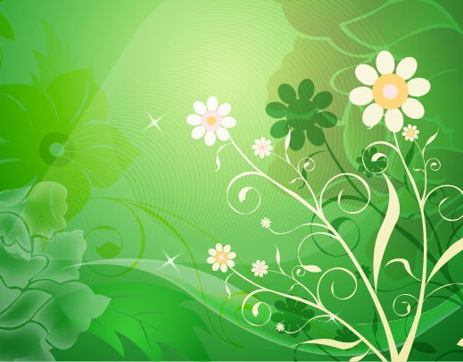 Vector Abstract Flower with Green Background