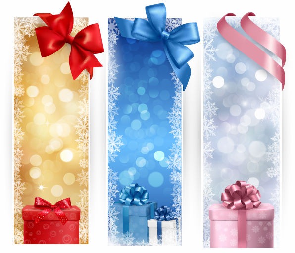 Vector Christmas Illustration with Three Different Vertical Banners
