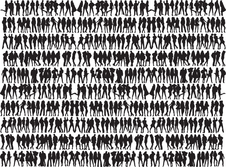 Free Big Collection of People Silhouettes Vector Graphic