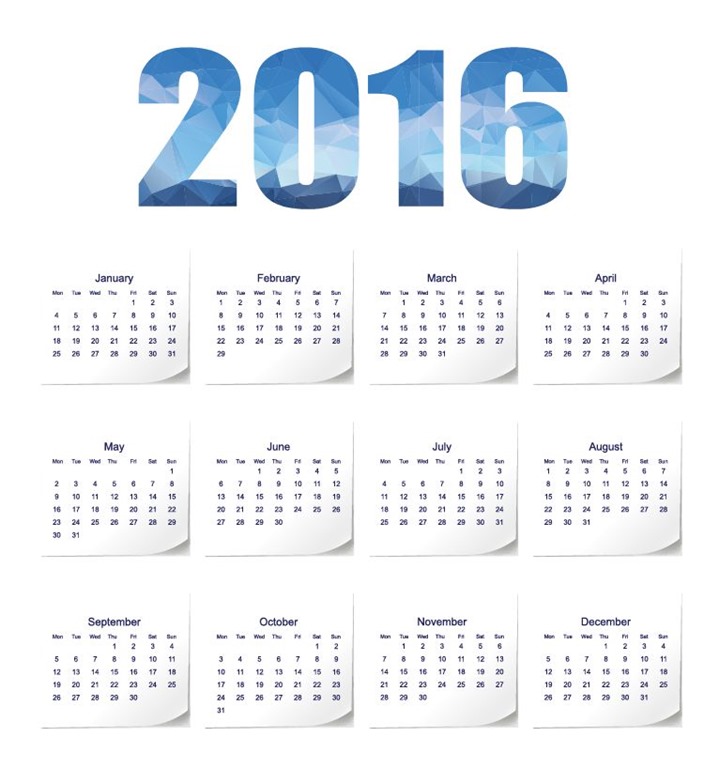 2016 Year Calendar Vector Illustration