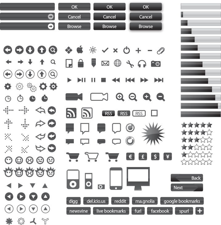 Small Vector Icons and Buttons for Web Design