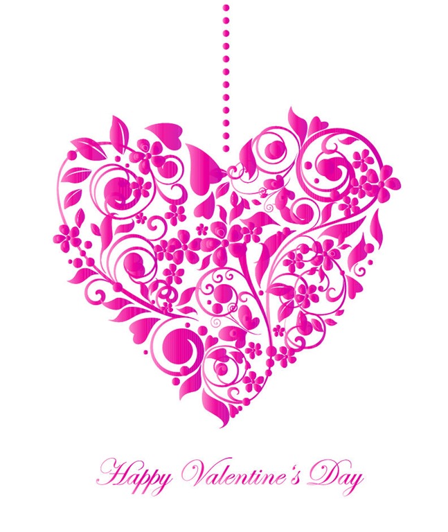 Valentine Card with Floral Heart Shape Vector Illustration