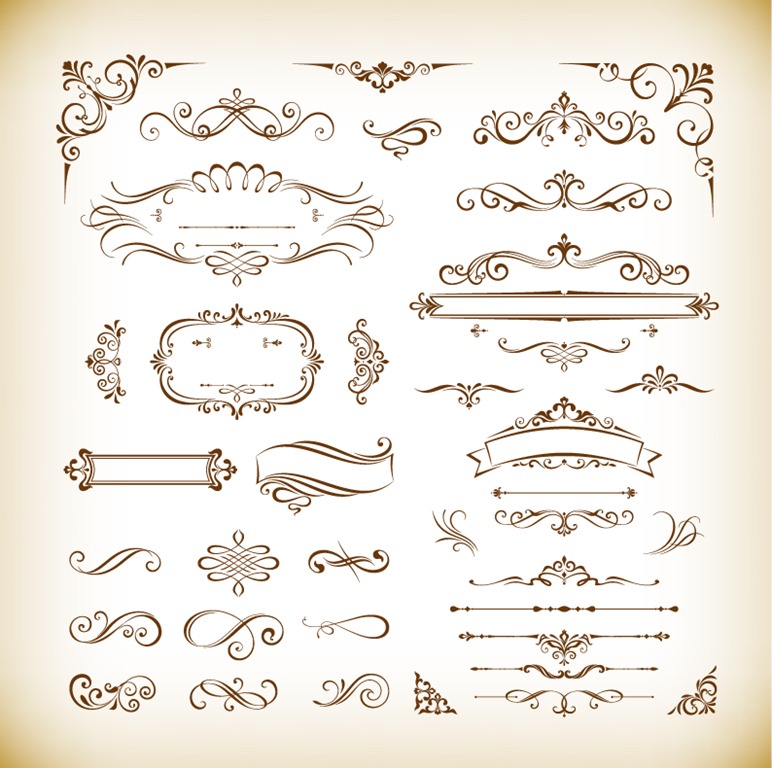 Classical Decorative Design Elements Vector Set
