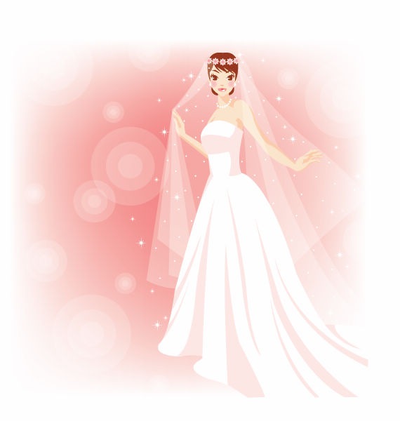 Free Beautiful Bride in The Wedding Vector Illustration