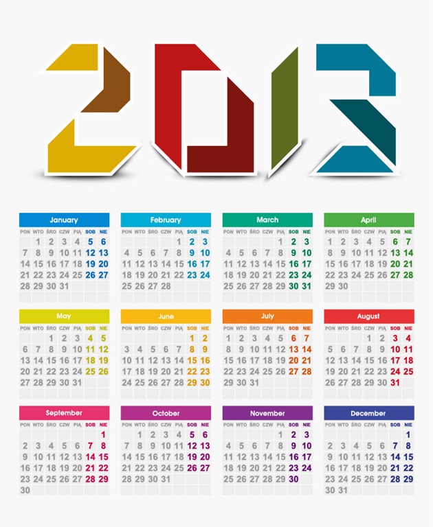 2013 Year Vector Calendar